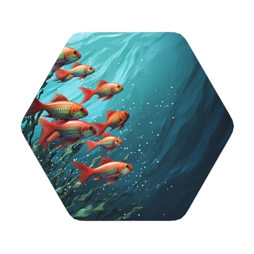 Drink Coasters Set of 4 Leather Coasters for Drinks Fish Aquarium Round Cup Mat Pad Easy Clean Bar Coasters Heat Resistant Funny Cup Coasters for Tabletop Protection,4 Inches - color: Hexagon