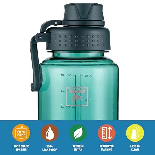 Fanhaw 32 oz Clear BPA-Free Tritan Water Bottle with Fast-Flow Spout Lid, BPA-Free & Leak-Proof Wide-Mouth Reusable Bottle for Gym, School & Office, Back to School Essentials (Dark Green) - color: Dark Green