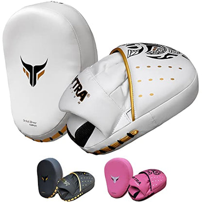 Mytra Fusion Boxing Pads - Focus Mitts MMA Muay Thai Boxing Mitts for Kickboxing Training and Martial Arts - color: White