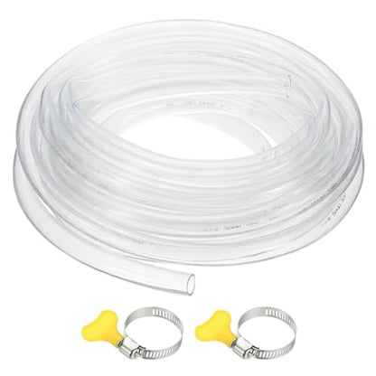 PATIKIL 1pcs Plastic Tubing, 20mm x 24mm x 10M Vinyl Tubing Clear Tube with Hose Clamps, Soft Hose Line Pipe for Multipurpose Industrial Vinyl Aquarium - size: 20mm x 24mm x 10M
