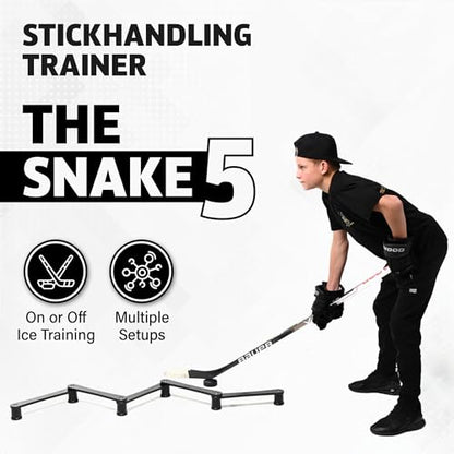 The Snake Stickhandling Trainer – Adjustable Hockey Training Aid for Puck Control, Quick Hands, Reaction Time & Coordination – Snake 5, Snake 7 & Elevated Styles - style: Snake 5