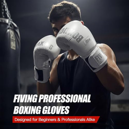 Boxing Gloves with Hand Wraps for Men and Women, Kickboxing, Mixed Martial Arts, Muay Thai, MMA, Heavy Bag Training - color: White, size: 14oz