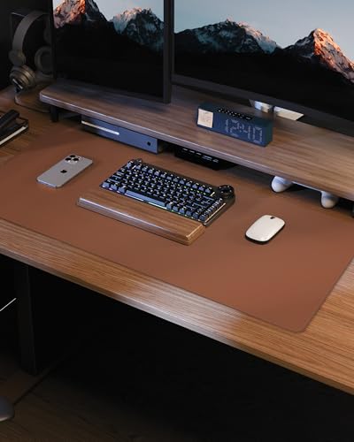Leather Mouse Pad & Desk Blotter Mat - Non-Slip PU Laptop Desk Pad, Waterproof Writing Pad for Office & Home (Brown, 36" x 17") - color: Brown, size: 36" x 17"