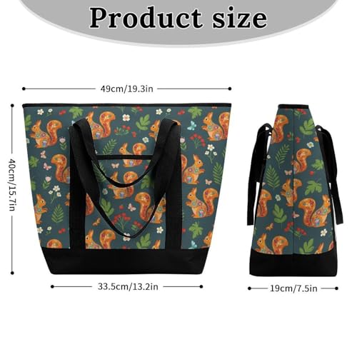 SWEET TANG Cooler Bag, Floral Squirrels Reusable & Leak Proof Food Grocery Bag, Portable Travel Cooler - color: Pattern 99