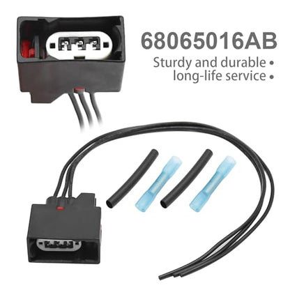 2Pcs 68065016AB Front Turn Signal Light Connector Plug Harness with Tube Replacement for Jeep Wrangler JK 2007-2018