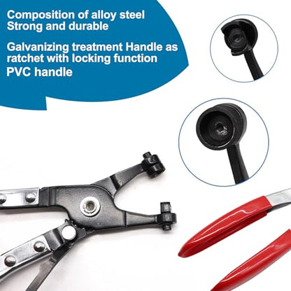 340Pcs 6-22mm Spring Band Hose Clamps Kit,12 Sizes Spring Pipe Clamps with Swivel Flat Hose Clamp Plier,Low Pressure Air Clip Strap Clamp for Silicone Vacuum Hose Clamp Fuel Line Clamps - color: Black-340pcs + Plier