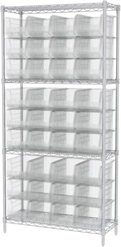 Akro-Mils 30240 AkroBins Plastic Storage Bins, 15"x8"x7", Clear, 12-Pack | Space-Saving Stackable Bins for Garage, Pantry, Craft Organization - color: Clear