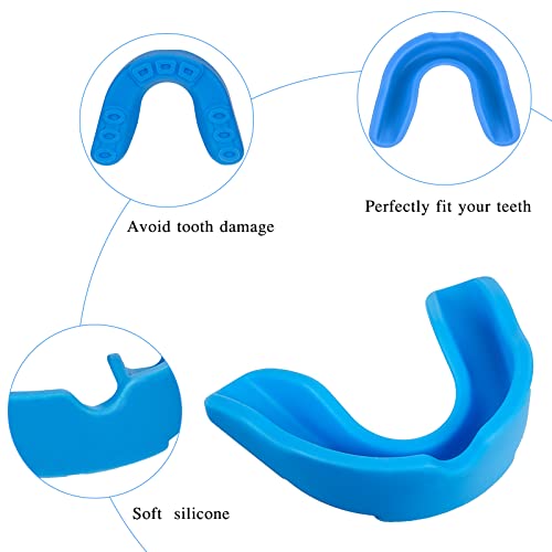 BBTO 20 Pcs Football Mouthguards Bulk - Youth & Adult Mouth Guard No Boil Mouthpiece Adult Youth Soft Mouth Guard for Lacrosse Basketball Hockey Wrestling - color: White, Blue, size: L
