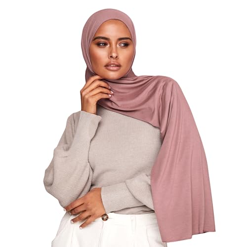 VOILE CHIC Premium Jersey Hijab Scarf For Women - Islamic Head Scarf Wrap Hijabs - color: Dusty Rose, size: 1 Pack