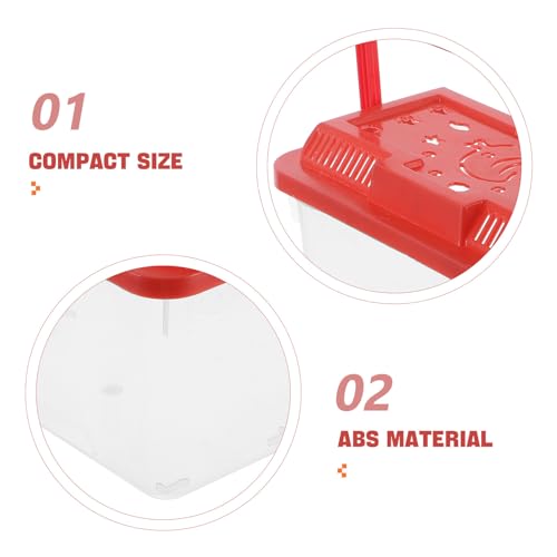 Toddmomy Portable Mini Fish Tank and Small Animal Carrier, Plastic Reptile Transport Box with Handle, Medium Red Aquarium for Travel and Turtle Breeding
