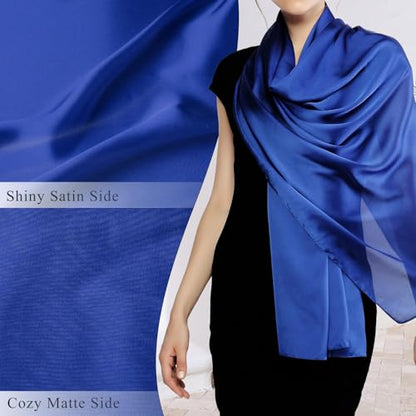 RIIQIICHY Women Shawls and Wraps for Evening Dresses Like Chiffon Silk Scarf Formal Silky Pashmina Shawls for Weddings - color: Royal Blue