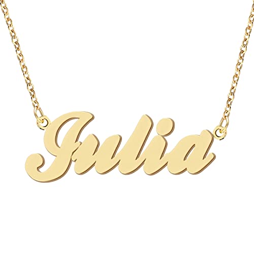 Name Necklace Personalized Engraved Name Pendant for Womens Friends - style: Julia - Gold