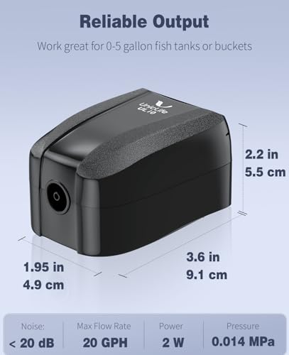Uniclife Aquarium Air Pump Dual Outlet Fish Tank Aerator with Accessories for 5-200 Gallon Tank - style: Up to 5 Gallons