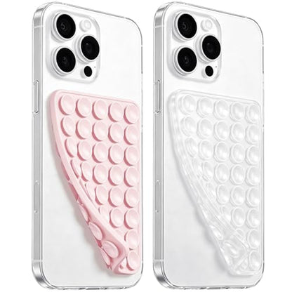 JingJinYY Anteel 2 Pack Double Sided Silicone Suction Cup Phone Case Mount, Hands-Free Strong Grip Silicon Phone Holder for Selfies and Videos, Non Slip Phone Accessories (LightPink&Translucent) - color: LightPink&Translucent