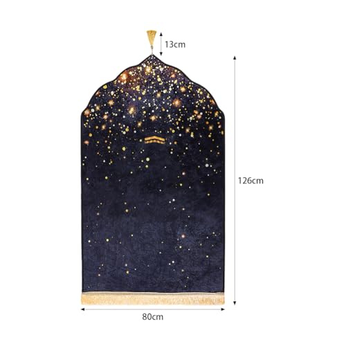 Prayer Mat Muslim Prayer Rug Portable Festival Mat Lightweight Praying Carpet with Tassel for Women Men - color: Black