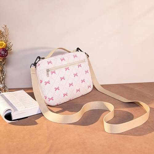 Bible Cover Case for Women Large Bible Cover for Girls Bible Study Supplies Accessories with Handle and Shoulder Strap | Durable - color: Pink -Bow
