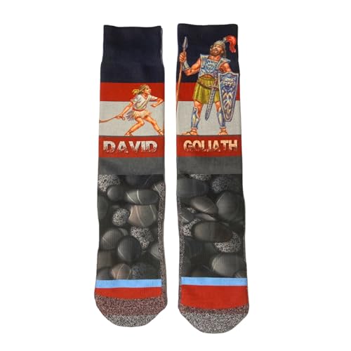 Bible Verse Socks for Women - Christian Crew Socks | Inspirational and Comfortable, Easter Gift Idea - color: David and Goliath