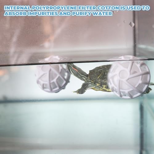 Turtle Aquarium Accessories, Tortoise Habitat Set with 1 Feeding Ring with Suction Cup 4 Nitrifying Balls and 4 Feeding Ball, Toys for Aquatic Turtles, Turtle Supplies