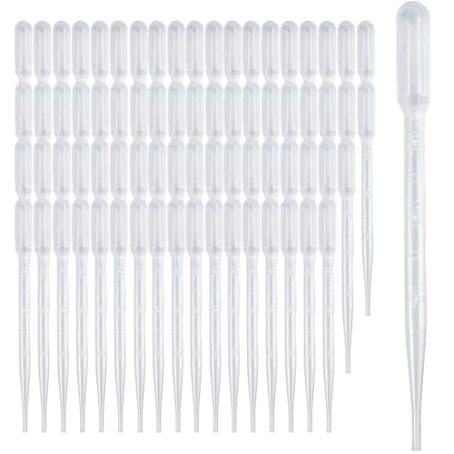 Zkupanx 3mL Pipettes Dropper 100 PCS, Disposable Plastic Transfer Pipettes | Water Dropper for Liquid Transfer; Strong Suction; For Essential Oils Resin Crafts Labs DIY Art; Disposable Droppers - size: 3 mL