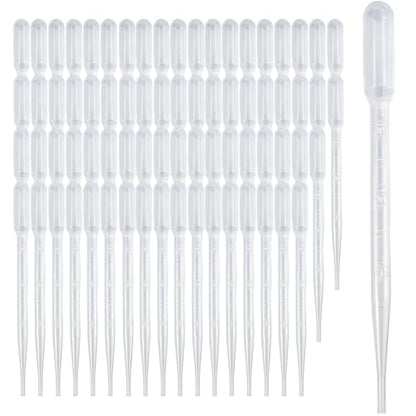 Zkupanx 3mL Pipettes Dropper 100 PCS, Disposable Plastic Transfer Pipettes | Water Dropper for Liquid Transfer; Strong Suction; For Essential Oils Resin Crafts Labs DIY Art; Disposable Droppers - size: 3 mL