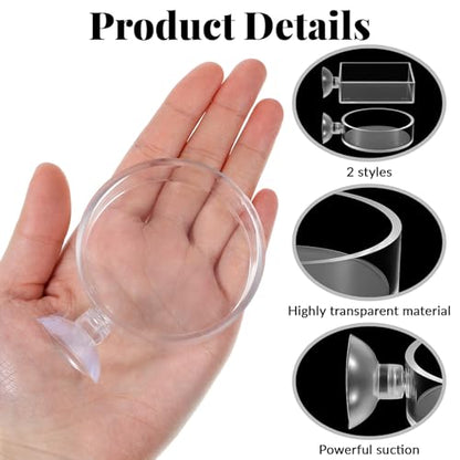 2Pcs Shrimp Feeding Dish, Aquarium Feeding Dish with Suction Cup Acrylic Fish Food Feeder for Freshwater and Saltwater Tanks Round and Square