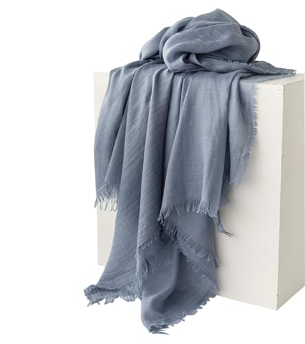 Women Summer Scarfs Large Long Lightweight Linen Beach Gauze Shawl Wrap 75”×40” - color: Haze Blue