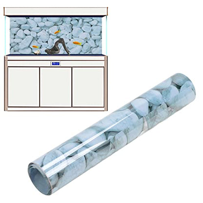 HEEPDD Aquarium Background PVC Self Adhesive White Stone Fish Tank Wallpaper 48x19.7 Inch for Terrarium Decoration Easy Install Natural Look Fish Enhancement - size: 122*50CM