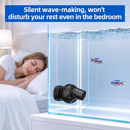 FREESEA Magnetic Wave Maker for Aquarium: 1s Mounts on 15mm Glass Secure | 6W 1050GPH 180°Adjustable Powerful Head Help Eliminate Dead Spots - Improve Water Quality for 40-100 Gallon Fish Tan - size: 1050 GPH (Black)