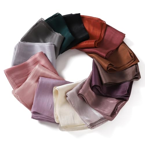 Premium Hijab Head Scarf for Women Lightweight Shimmer Hijab Head Wrap Scarves Crepe Satin Scarf Shawl Wrap - color: Beige
