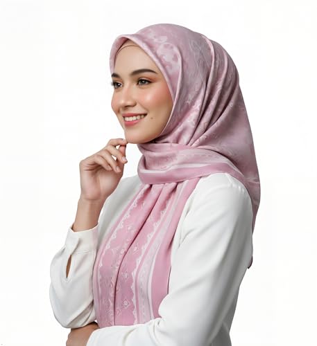 Hijab Modest and Elegant | Beautifully Designed Printed Chiffon Patterns | Muslim Women Head Scarf and Veil - color: Pink