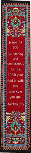 Man of God, Woven Fabric Christian Bookmark, God is with You Silky Soft Joshua 1:9 Flexible Bookmarker for Novels Books and Bibles, Traditional Turkish Woven Design, Memory Verse Gift - color: Man of God, size: Single
