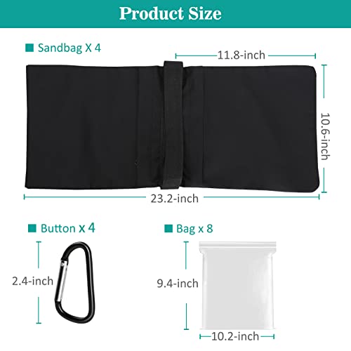 Aimosen 4 Packs Sandbags Weight Bags for Light Stand Photography Video Equipment, Heavy Duty Saddlebag for Backdrop Stand, Photo Tripod, Canopy, Pop up Tent, Umbrella Base, Fishing Chair, Picnic Table - color: Black