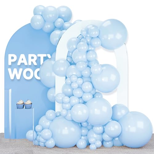 PartyWoo Baby Blue Balloons 120pcs Different Sizes of 18 12 10 5 Inch Light Pastel Sky Aqua Blue Balloon Arch Kit Garland for Graduation Baby Shower Gender Reveal Easter Party Decorations Blue-Q13 - color: Blue-q13
