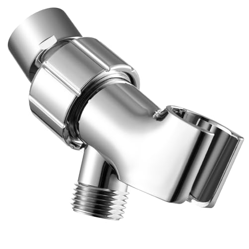 OFFO Shower Head Holder with Solid Metal Ball Joint for Handheld Shower Head, Adjustable Shower Arm Mount for Connecting Shower Arm and Shower Hose, 1/2 in IPS Female Inlet and Male Outlet, Chrome - style: Chrome