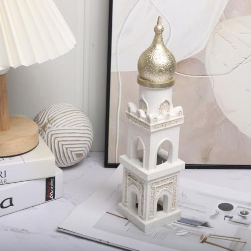 Islamic Cultural Decor Collection - Handcrafted Resin Mosque Models & Tower Ornaments for Home/Office Display Ramadan Decoration (Tower 1) - style: tower 1