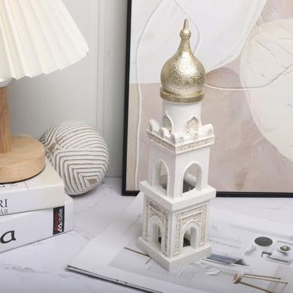 Islamic Cultural Decor Collection - Handcrafted Resin Mosque Models & Tower Ornaments for Home/Office Display Ramadan Decoration (Tower 1) - style: tower 1