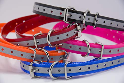 Waterproof TPU Replacement Strap for Dog Training Collar, 27.5 in - color: Pink Reflect