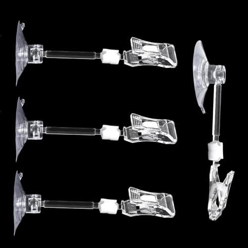 4pcs Suction Cup with Clip Aquarium Suction Cup Clips Seaweed Fish Feeding Clip Saltwater Aquarium Veggie Feeder clamp Fish Accessories (4pcs Suction Cup with Long Clip) - size: 4pcs suction cup with long clip