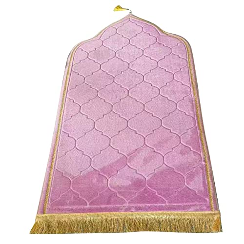 Muslim Prayer Mat, Thick Soft Velvet Muslim Rug, Portable Muslim Prayer Rug, Turkish Prayer Carpet ,Janamaz Sajada Carpet for Men and Women Plain Solid Prayer Mat Ramadan Eid Gift.- Dark Pink - color: Dark Pink