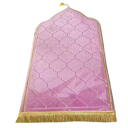 Muslim Prayer Mat, Thick Soft Velvet Muslim Rug, Portable Muslim Prayer Rug, Turkish Prayer Carpet ,Janamaz Sajada Carpet for Men and Women Plain Solid Prayer Mat Ramadan Eid Gift.- Dark Pink - color: Dark Pink