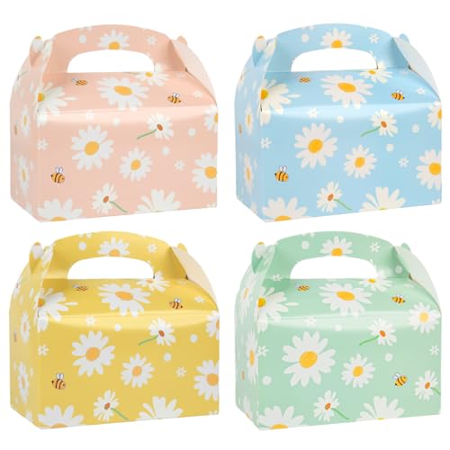 DjinnGlory 36 Pack Cute Daisy Party Favor Treat Boxes, Small Flowers Gable Boxes for Kids Parties Giveaways and Small Busniess 6.18x3.58x3.39 Inches - color: Daisy