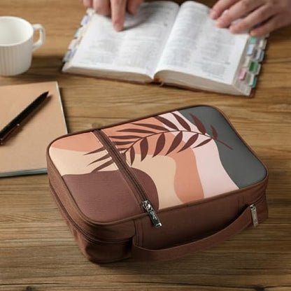 Mr. Pen- Bible Cover Case | Carrying Book Case with Durable Handle and Zippered Pocket, Bible Protective Church Bag for Men & Women, Christian Gifts - color: Retro Leaves