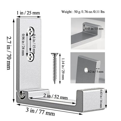 OHIYO Folding Wall Hooks 2PCS Foldable Hooks Bearing Load 33lb/15kg Wall Mounted Heavy Duty No Rust Aluminum Alloy Folding Coat Hooks for Hanging Coat & Bags & Hat & Backpack (Silver) - color: Silver-2 Pack