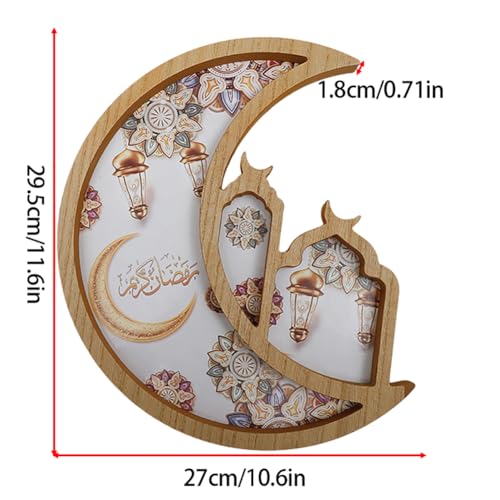 Eid Mubarak Tray, Wooden Star Moon Shaped Ramadan Tray, Decorative Serving Plate for Islamic Celebrations, Ramadan Serving Tray for Party