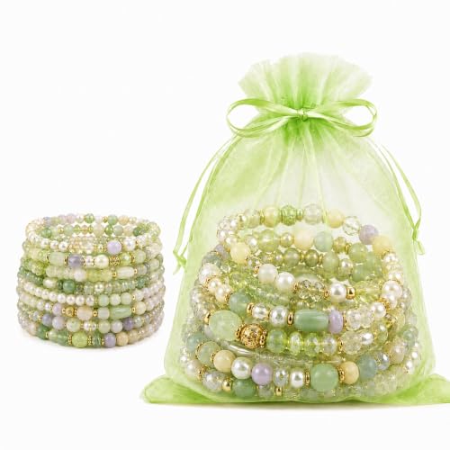 Jewelry Bracelet Packs Party Favors,Organza Bracelet for Birthday Gift Bags - color: Apple Green-3"x4"