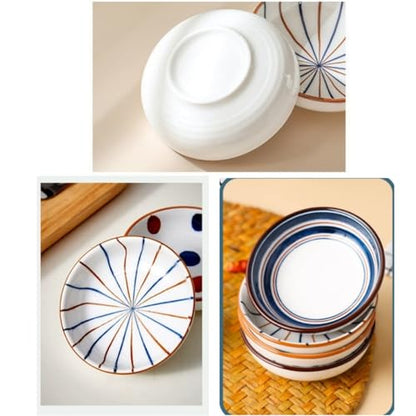 4 Pack 3 oz Small Soy Sauce Dish Ceramic Dipping Sauce Bowls | Japanese Style/Cute/Mini Dipping Bowls for Sushi,Side Dish,Ketchup,Dips,Condiment,Snack/BBQ Party/Stackable - color: Cyan