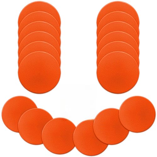 12/24Pcs Poly Spot Markers 4 inch/9 inch Non-Slip Rubber Agility Training Markers Floor Dots Flat Field Cones for Football Basketball Soccer School Exercise Drills Gym Dance Practice 6 Colors - style: 4 inch 12 Pcs Orange Red (TPE)