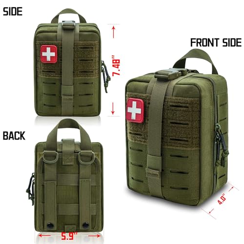 Molle Ifak Pouch, Rip Away Molle Tactical Medical Pouch, Empty First Aid Kit Bag for Duty Belt (1 Pack-Green) - color: 1 Pack-green