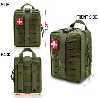 Molle Ifak Pouch, Rip Away Molle Tactical Medical Pouch, Empty First Aid Kit Bag for Duty Belt (1 Pack-Green) - color: 1 Pack-green