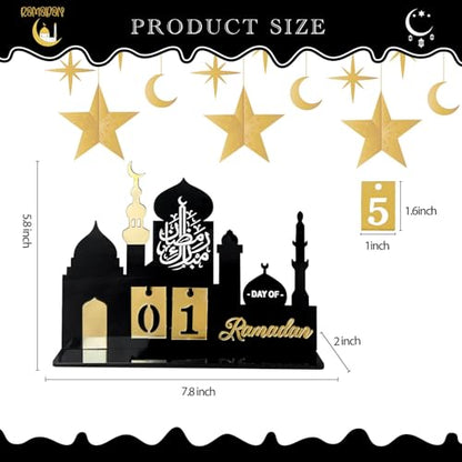 Ramadan Advent Calendar 2026 30 Days Ramadan Countdown Calendars Eid Mubarak Centerpieces Decorations Parties Islam Muslim Decor for Home Office Table